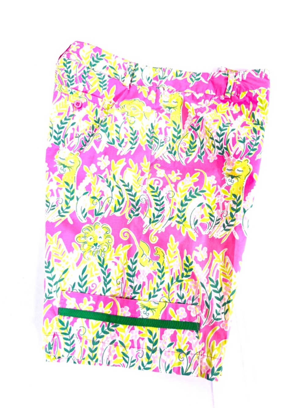 Lilly Pulitzer Pink Tropical Print Chino Golf Shorts Women's 6 Cotton Stretch - Picture 9 of 12